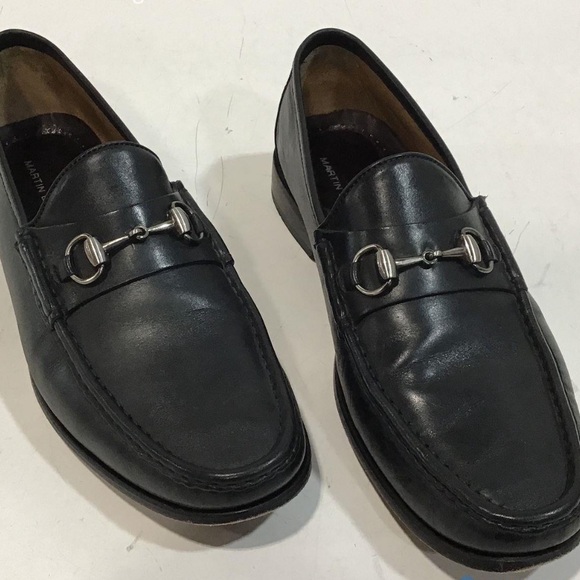 Men's Martin Dingman Addison Black Leather Horse Bit Loafers Size 10M - Picture 3 of 12